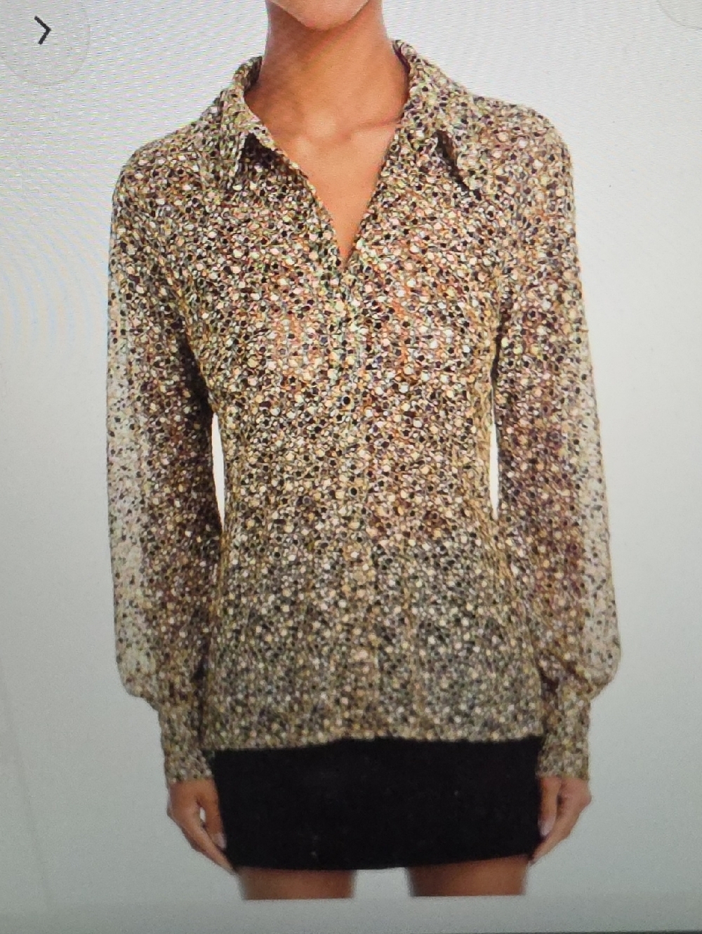 Ramy Brook Multi-Tone Ditsy Print Collared Blouse